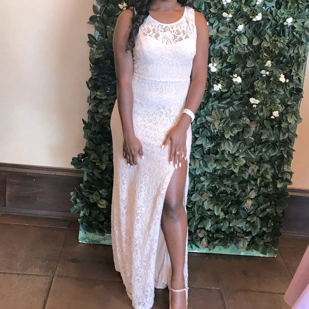 Champagne long dress with slit